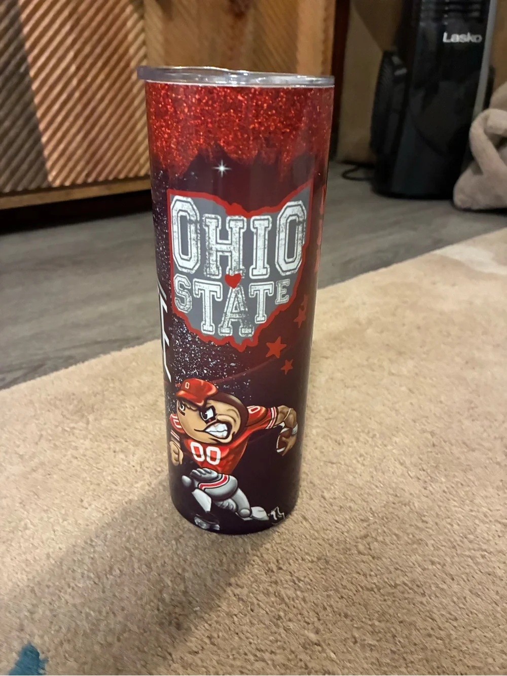 THE Ohio State University Red Glitter Travel Tumbler